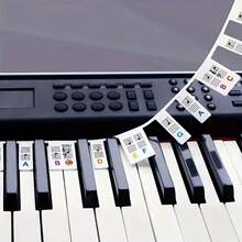 1 Set Silikon Klavier Tastatur Notensticker, passend für 61/88 Tasten Klavier, abnehmbar und wiederverwendbar, einfach zu bedienende Anleitung für Anfänger, Notensystem Tafel, Klaviernotensystem Sticker, Lernhilfen, Musikinstrument Zubehör, langanhaltend und vielseitig einsetzbar, geeignet für Musikunterricht, Klavierpraxis, Klavierdekoration, Schulmaterial, Band, Aufführungen, Musikgeschenke, Klaviergeschenke, Studentengeschenke, praktische Geschenke - Verschiedenfarbig - Übersicht 1
