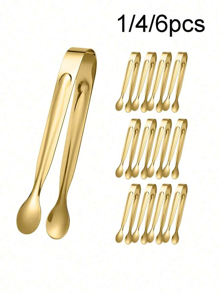 1/4/6 Peças Pinças de Gelo em Aço Inoxidável, Pinças de Açúcar, Mini Clipes em Aço Inoxidável, Adequado para Pegar Cubos de Açúcar, Cubos de Gelo, Mini Frutas, Doces, Etc. Adequado para Cozinha, Restaurante, Café, Chá da Tarde, Sobremesa, Festa, Decoração de Aniversário, Exterior, Camping, Etc.