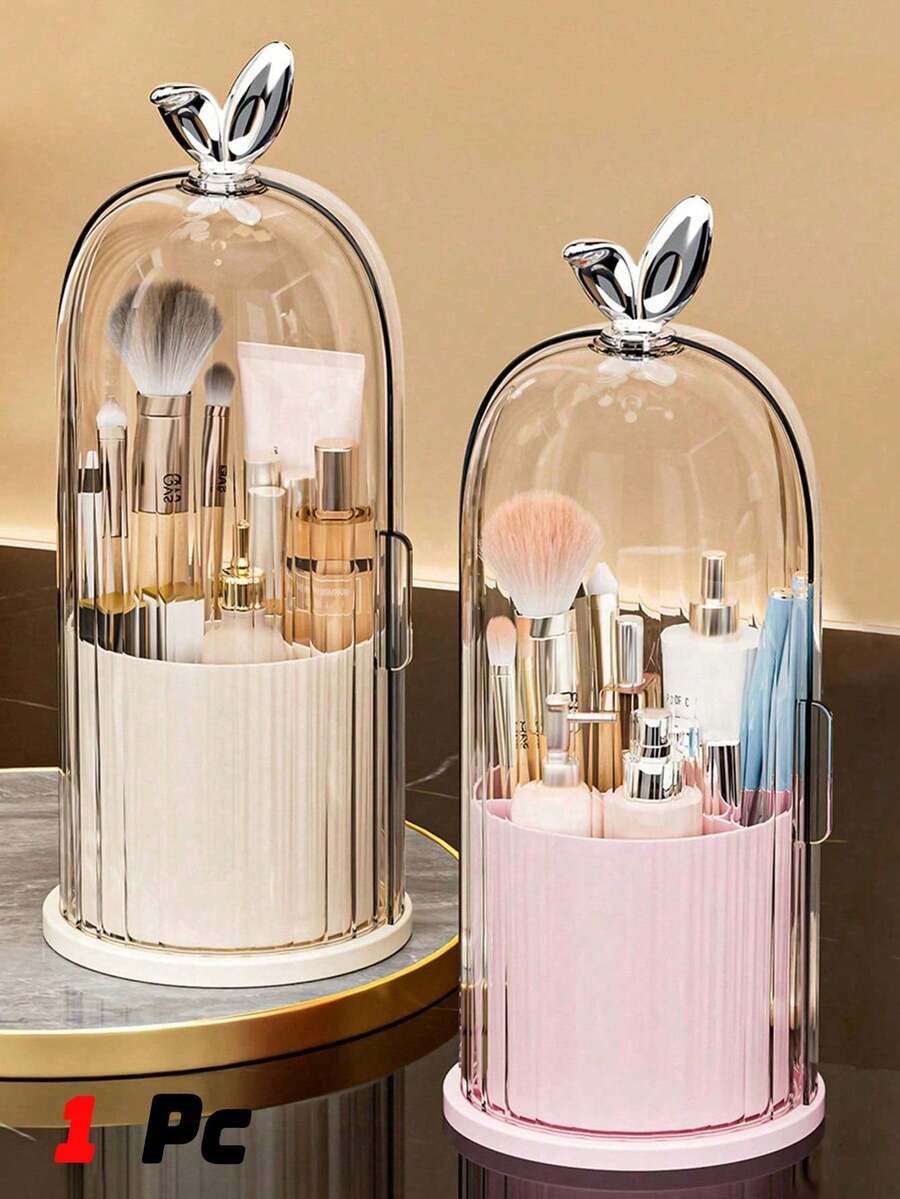 1pc 360° Rotating Makeup Brush Holder With Transparent Cover, Desktop Brush Display Stand, Makeup Organizer Desk Storage Caddy ,Jewellery Box,Pouch,Makeup Brush Holder,Brush Holder,Perfume Organiser,Pouch Bag,Gifts For Women,Christmas Gifts,Gift Ideas For Women,Room Decor - Multicolor - View 1