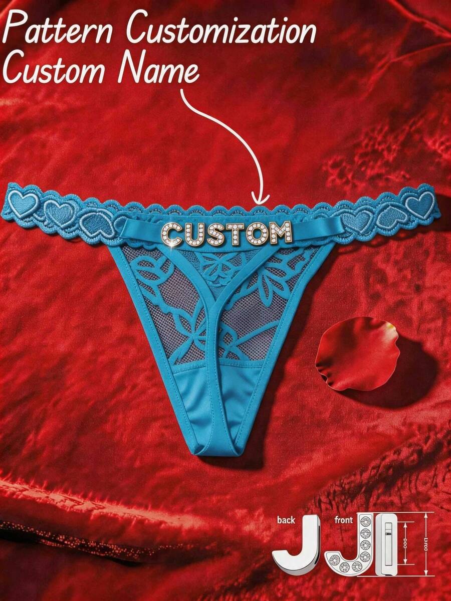 1 buah Lingerie Wanita dengan Huruf Kustom, Desain Eksklusif Unik, Hadiah Sempurna untuk Istri, Pacar di Hari Libur dan Hari Jadi - Baby Blue - View 1