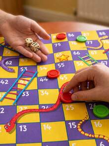 Colorful Cartoon Polyester Snakes And Ladders Floor Game Mat, Suitable For Hawaii Vacation, Family Gathering, Spring And Autumn Picnic Party, Adult Game, Group Game, Boys Game, Girls Game, Dice Game - Multicolor - View 6