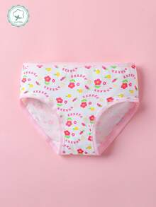 12pcs Girls' Fruit & Flower Print Breathable Comfortable Panties - Multicolor - View 2
