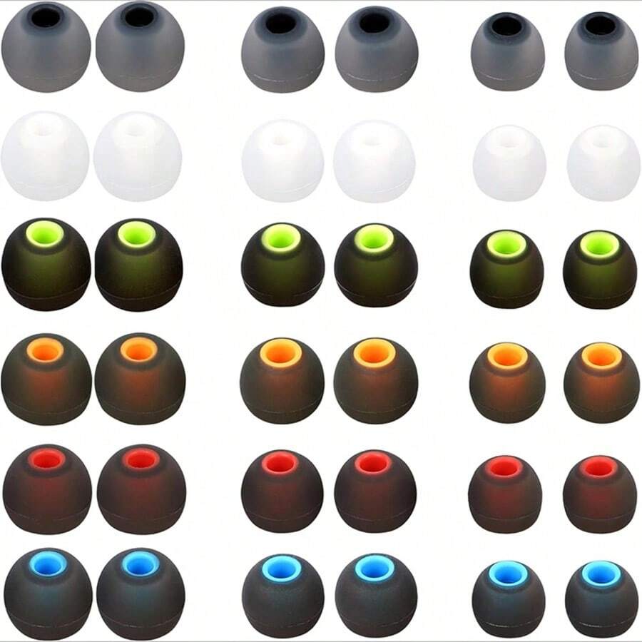 18Pairs Soft Silicone Earbud Tips, Universal Replacement Covers With 4.5-6.5mm Inner Hole, Made Of High-Quality Soft Silicone, Available In Multiple Colors And Sizes, Comfortable And Secure Fit For Most In-Ear Headphones - View 1