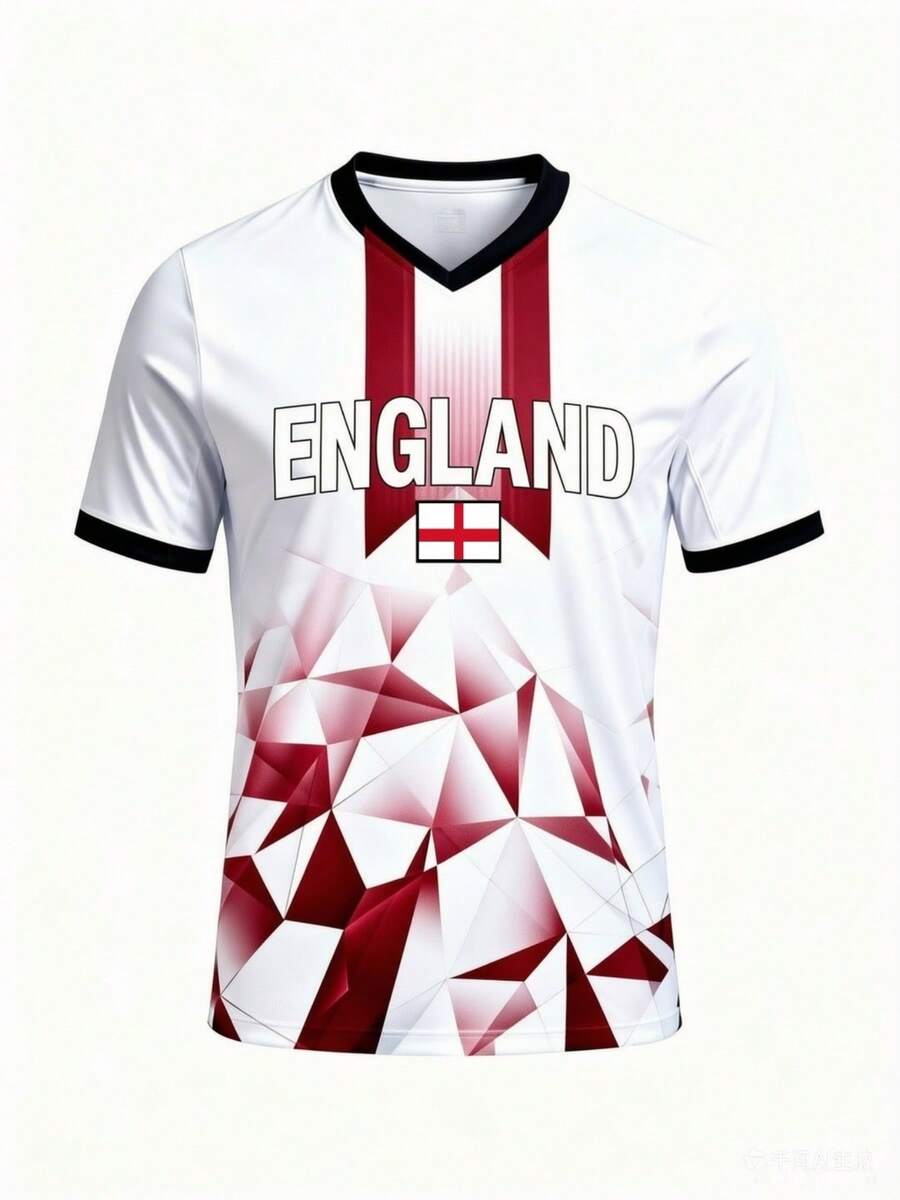 2025 England Flag Soccer Jersey Polyester Short Sleeve Jersey For Fans-Comfy Breathable Sports Top - Màu xanh lam - Xem 1