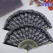 女士白色手持折叠扇，配银色樱花流苏，时尚舞扇，露营旅行必备 - 白色 - 查看 13