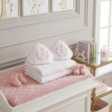 Set Of 2 Personalized Baby Initial/Name Hooded Bath Towels With Embroidery, 100% Cotton, High Absorption, Pink - 淺粉色 - 查看 6