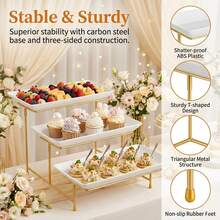 3-Tier Foldable Metal Stand White Plastic Tiered Food Display Rack, Suitable For Fruit, Desserts, Wedding, Birthday Party Display - Multicolor - View 4
