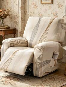 1 Set 4/6/8pcs Geometric Pattern Printed Recliner Cover Sofa Cover, Printed Recliner Cover, Elastic Sofa Cover Sofa Cover, Suitable For Living Room Office Home Decor - Champagne - View 2