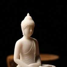 White Marble Bodhisattva Statue Tea Pet Ornament, Suitable For Aquarium Decor, Office Desk, Garden And Modern Chinese Tea Space, Best Gift For Birthday And Graduation - C - View 5