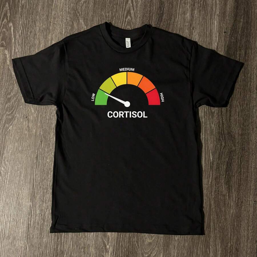 Funny Casual Short Sleeve T-Shirt/T-Shirt Made Of Thick Cotton With High/Low Cortisol H5M4 - 黑色低皮質醇襯衫 - 查看 1
