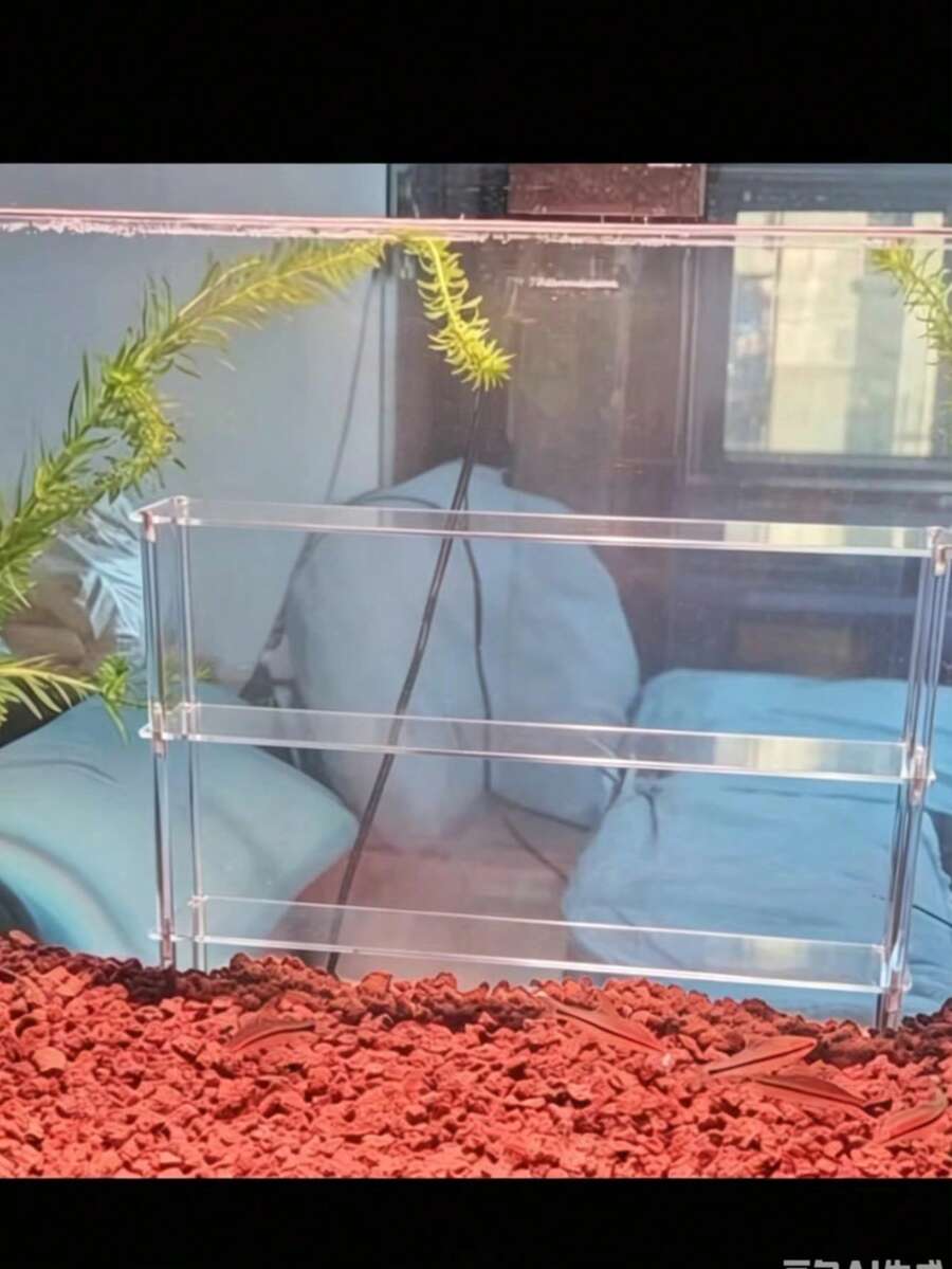 Estante de almacenamiento de acrílico para decoración de acuario – Estante transparente de varios niveles especial para refugio de peces pequeños - B - Ver 1