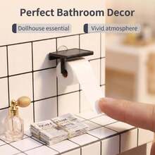 1/12 Dollhouse Bathroom Accessories, Miniature Toilet Paper Roll, Mini Newspaper, Realistic Mini Tissue Holder Set, Suitable For Dollhouse Bathroom Decor, Mini Toilet Paper Roll With Tearable Design, DIY Mini Kitchen Dollhouse Decor, Photography Props (Note: Newspaper Cover Pattern Is Random, Please Be Aware, Thank You) - Multicolor - View 2