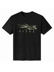 2026 blusas para mujer Unisex 100% Algodón Camiseta con temática de Sitka - Negro - Ver 1