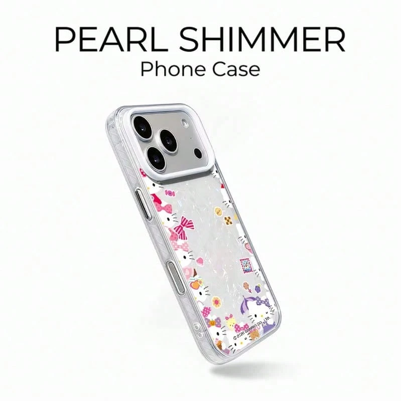 One Adorable Hello Kitty Print IMD Glitter Phone Case, Featuring A Full-Coverage Cartoon Design, Perfect For Girls With A Soft, Cute, And Fresh Style. Suitable For IPhone 17/17 Pro/17 Pro Max/17/16/15/14/13/12 Series. - Clear - View 1