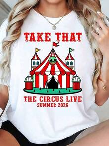Camiseta 100% Algodón Take That Circus Live Verano 2026, Cuello Redondo, Manga Corta, Estilo Urbano, Transpirable, Suave, Unisex - Negro - Ver 1