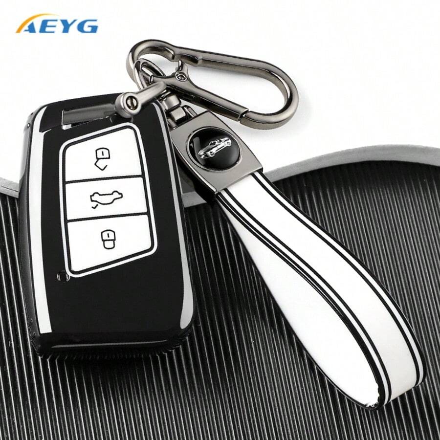 柔軟TPU智慧鑰匙遙控器保護套附鑰匙圈,耐用保護殼適用於VW Passat B8 Magotan Superb A7 Kodiaq,男士與女士禮物 - 大眾D款 - 查看 1