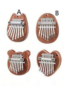 1 pieza Kalimba mini de gato de 8 teclas, exquisito piano de dedo pulgar marimba, accesorio musical colgante para regalo - Multicolor - Ver 3