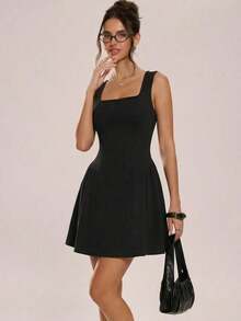 Sleeveless Backless Fitted Dress 2026 Summer - 黑色 - 查看 2