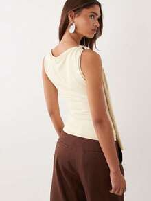 Asymmetrical Strappy Top, American Retro Style - Beige - View 4