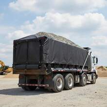 [Free Shipping] Cargo Netting 7.5x18 Ft For Flatbed Trailer Dump Truck Grain Truck PVC Coated Mesh Heavy Duty Fabric 5.5" Double Pocket Brass Grommets Reinforced Double Needle Stitch Webbing Fits Manual Automatic Systems-XY22003 - Default0 - View 2