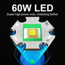 60W Ultra Bright LED Flashlight 1000M Long Range, 15000mAh Large Capacity Power Bank Type-C Rechargeable IPX6 Waterproof 6 Lighting Modes Zoomable Torch For Camping Hunting Outdoor Emergency Use - Flashlight - View 5