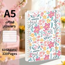 A5, 120 Seiten, Rosa Blumen Notizbuch, PP transparentes Loseblatt Notizbuch, Spiralgebundenes Tagebuch, abnehmbare Loseblatt Seiten, Planer, Reisejournal, Lernen, Schreibwaren, Geschäft, Studium, Büro, kreatives Geschenk Schulbedarf - A5 - Übersicht 12