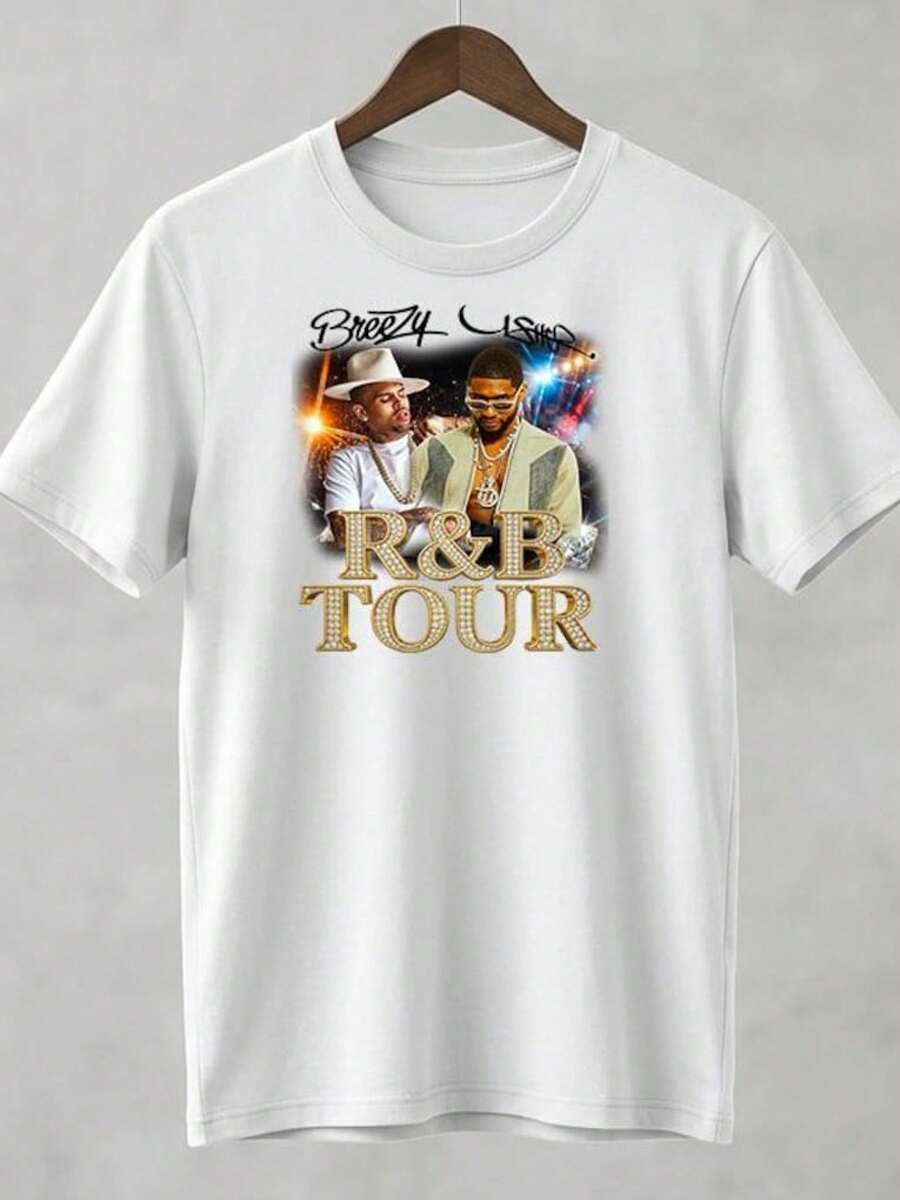 Maglietta da Concerto del Tour R&B di Usher, Stile Vintage con Grafica, Maglione Sublimato, Tumbler - Bianco - Visualizzare 1