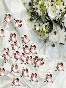 1/3/6/12PCS Customized Portrait Photo Stickers,Personalized Portrait Stickers,Customized Text Stickers,Her Exclusive Stickers,Suitable For Birthday,Wedding,Housewarming,Family Use,Personal Items,Fashionable And Unique,Ideal For Gifting To Friends - Multicolor - View 5