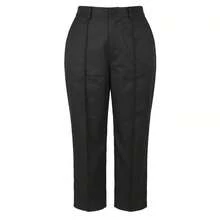 Calça Reta com Bolso Inclinado de Cor Sólida Plus Size Feminina, Calça Versátil para Escritório, Fácil de Criar Look Casual para o Dia a Dia Preto - Preto - Visão 5