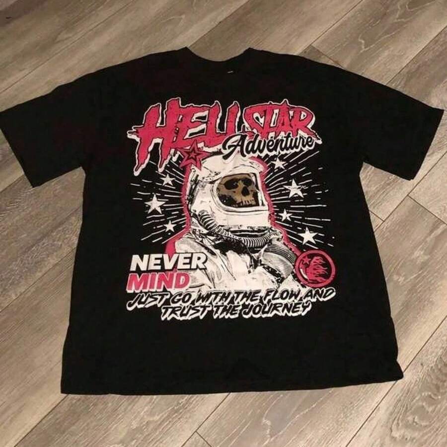 T Shirt Print Graphic-Cotton Tees Size PlusLocal -65 Hellstars 100 Cotton T-Shirt Adventure Skull Astronaut Round Street - 黑色 - 查看 1