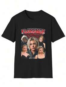 Camiseta retro con estampado de Florence Pugh - Negro - Ver 1