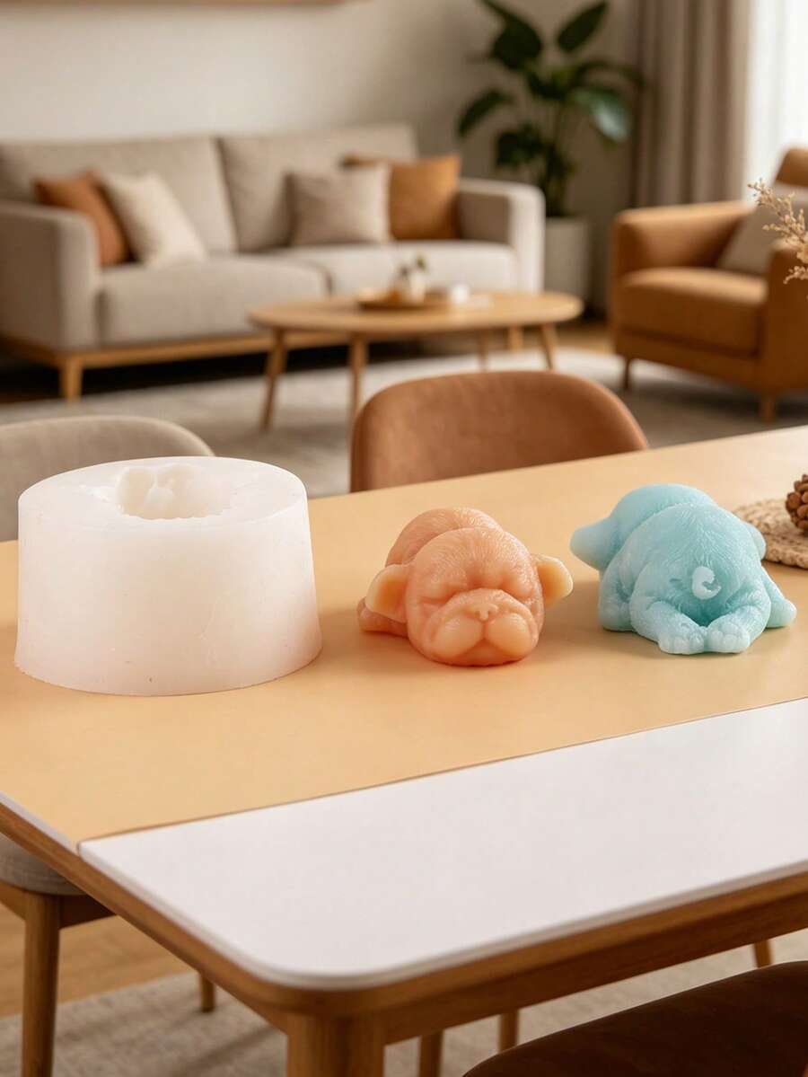 1pc Cute Puppy Shaped Candle Silicone Mold - A-White - View 1