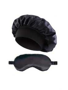Women'S Sleep Cap Set, Satin Sleep Cap, Curly Hair Night Cap With Eye Mask Wide Strip And Eye Mask - Multicolor - View 2