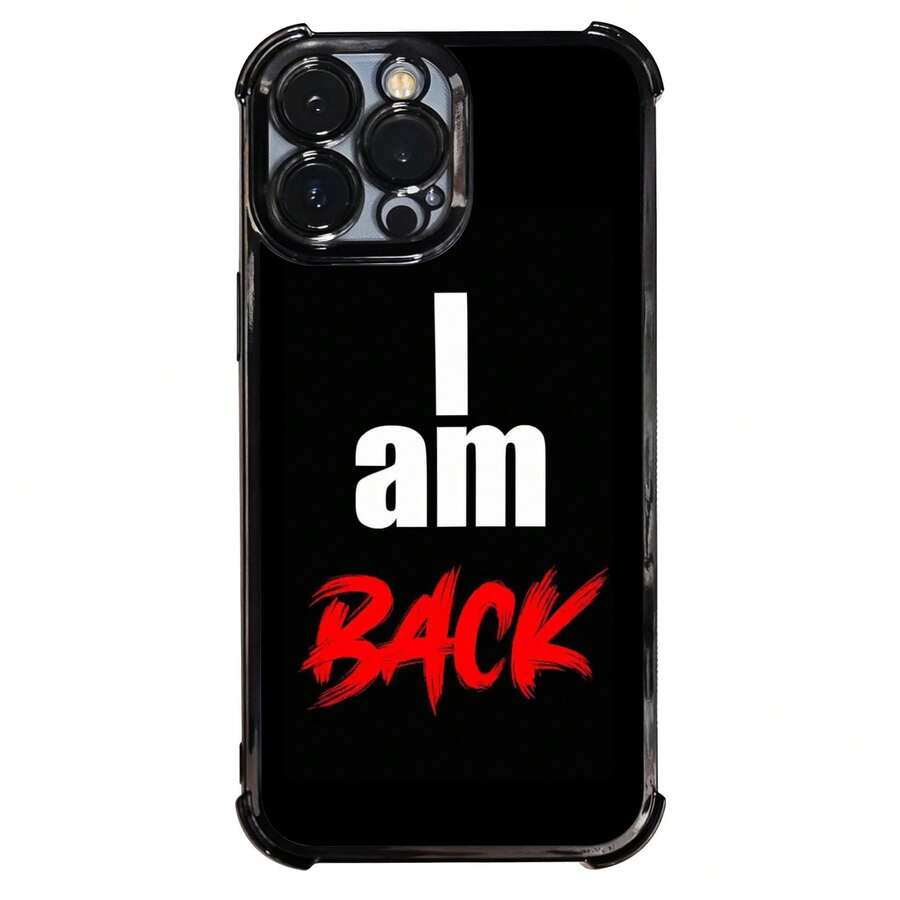 Funda para Teléfono - 1 pieza Funda para Teléfono "I Am Back" con Proceso de Galvanoplastia, Cubierta Protectora con Amortiguación Reforzada y Prevención de Colisiones, Adecuada para iPhone 17 16 15 14 13 Pro Max. - Negro - Ver 1