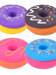 1pc Pet Style Cat Donut Squishy Toy, Creative Bowknot Animal Design, Soft Flour-Based Squeeze Ball, Portable Handheld Decompression Gadget, Gift For Festival Birthday Holiday - Multicolor - View 1