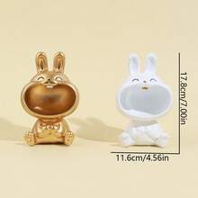 1PC Big Mouth Rabbit Storage Figurine Resin Home Decor Jewelry Organizer Small Accessory Holder Key Household Items Storage Container Cute Animal Desk Organizer Decorative Tabletop Display Piece Perfect Gift For Home Office Bedroom Living Room - One Size - View 2
