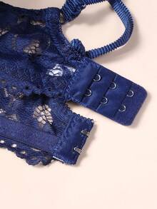 Women's Floral Lace Push-Up Bra, Double Spaghetti Strap Underwire Lingerie With Scalloped Trim - Multicolor - View 5
