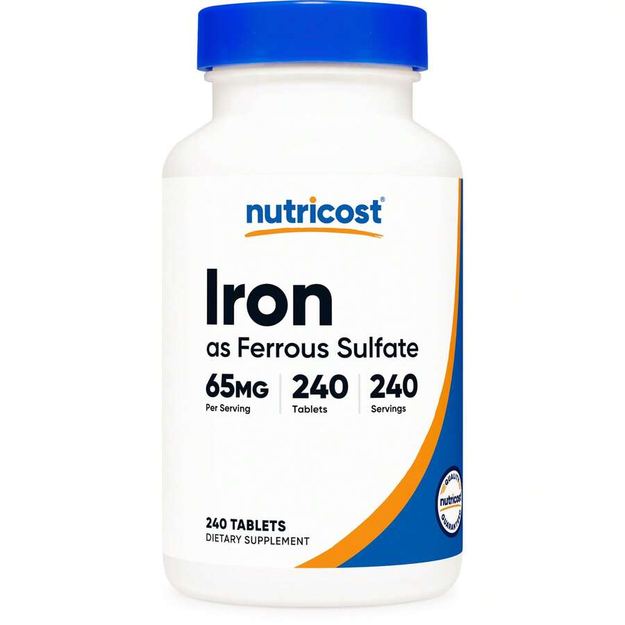 Nutricost Iron (As Ferrous Sulfate) 65mg, 240 Tablets - Non-GMO, Gluten Free - Khác - Xem 1