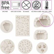 6 Piezas Calabaza Hojas de Arce Molde Fondant Halloween Hojas de Arce Molde de Silicona 3D Calabaza Vela Molde Epoxi Tema de Accin de Gracias Molde de Silicona para Hacer Decoracin de Torta - Blanco - Ver 5