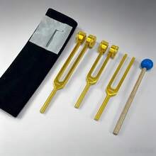 Gold 3-teiliges Chakra-Stimmgabel-Set, 128Hz, 256Hz, 512Hz, für Körpergewichtung Stimmgabel Chakra-Training und Yoga-Training, Reiki und Meditations-Essentials, Energie-Arbeit-Tuner - Gold - Übersicht 5