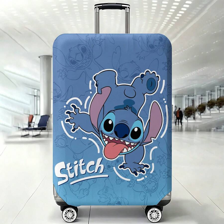 Disney Lilo & Stitch Luggage Cover, Upside-Down Stitch With "Stitch" Text And Sketch Pattern Background Design Suitcase Protector Suitable For Travel Lovers - Color - View 1