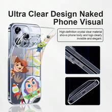 Funda de teléfono transparente a prueba de golpes con estampado de Woody, Buzz y Alien de tres ojos de Toy Story, de mezclilla, de dibujos animados, para parejas, con tacto cómodo, linda y juguetona, compatible con iPhone 18 Pro/18 Pro Max/17/17 Pro/17 Pro Max/16/15/14/13/12 Pro & Pro Max Series - transparente - Ver 5