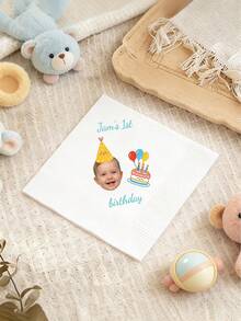 Custom Cocktail Napkins, Face Napkins, Personalized Photo Birthday Napkins, Party, First Birthday Party Decor, Back To School, Unique Gift, Baby Shower - Multicolor - View 2