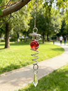 1set Colorful Crystal Spiral Wind Chime Pendant, Rotating Glass Ball Ornament, Prism Pendant, Suitable For Outdoor Garden And Patio Decoration, Rotating Light-Absorbing Pendant, Suitable For Home Gardening, Party And Holiday Decoration. - A - View 9