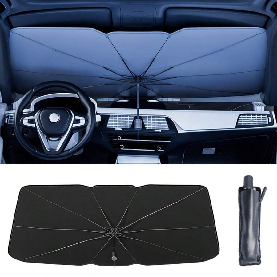 Car Sun Visor, Windshield Sunshade, Heat Insulation, Foldable Car Sunshade, Summer Car Cooling Device, Protects Car Interior And Prevents Aging, Universal Design, Suitable For Most Car Models, Easy To Install And Store. Suitable For Sedan/SUV/MPV. Blocks UV Rays, Prevents Interior Aging, Quickly Lowers Car Temperature, Foldable Compact Storage, Saves Space. Car Sun Visor, Windshield Sunshade, Summer Car Cooling Device, UV Protection, Heat Insulation, Car Interior Protection - A - View 1