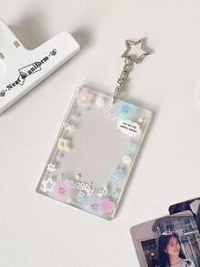 1pc Transparent Glitter Card Holder For 3-Inch Photo Card Storage And Display, Student , Fan Card, Bus Card, Backpack Anti-Loss Pendant - A - View 14