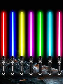 1pc Random Color Retractable Glow Stick, 2-In-1 Christmas Decor Flashing Glow Stick, Stress Relief Retractable Sword Toy (Batteries Not Included), Some Parts Color Random, Game - Multicolor - View 1