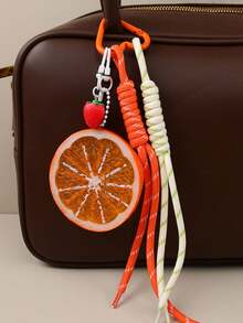 Fashionable And Versatile Strawberry Lemon Pendant, Personalized Design, Color-Block Bag Charm, Cute And Lightweight Keychain, Suitable For Shopping, Dating, Daily Outings And Work Occasions. - Multicolor - View 6