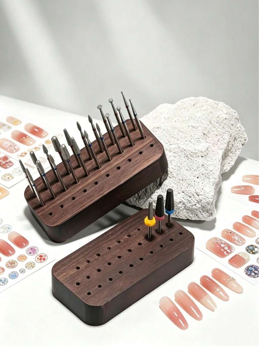 1個 18/30孔美甲鑽頭收納盒,大容量桌面美甲拋光頭展示架,防丟美甲鑽頭收納容器 - 彩色 - 查看 1