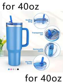 Replacement Flip Lid Straw Cover For 40oz Tumbler, Leak-Proof Splash-Proof Reusable Cup Lid, Compatible With 40oz Tumbler Accessories, White, Black, Beige, Blue, Pink - Multicolor - View 4